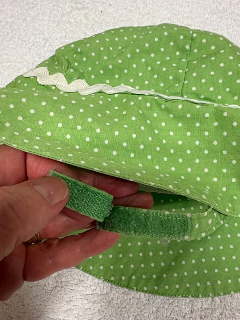 Gymboree daisy turtle line Green Polka Dot Sun Hat 6/12m Y2K